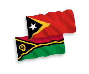 Flags of Republic of Vanuatu and East Timor on a white background