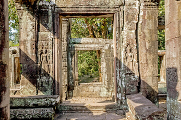 old ruins of Ta Prohm temple at Angkor Wat, Cambodia 