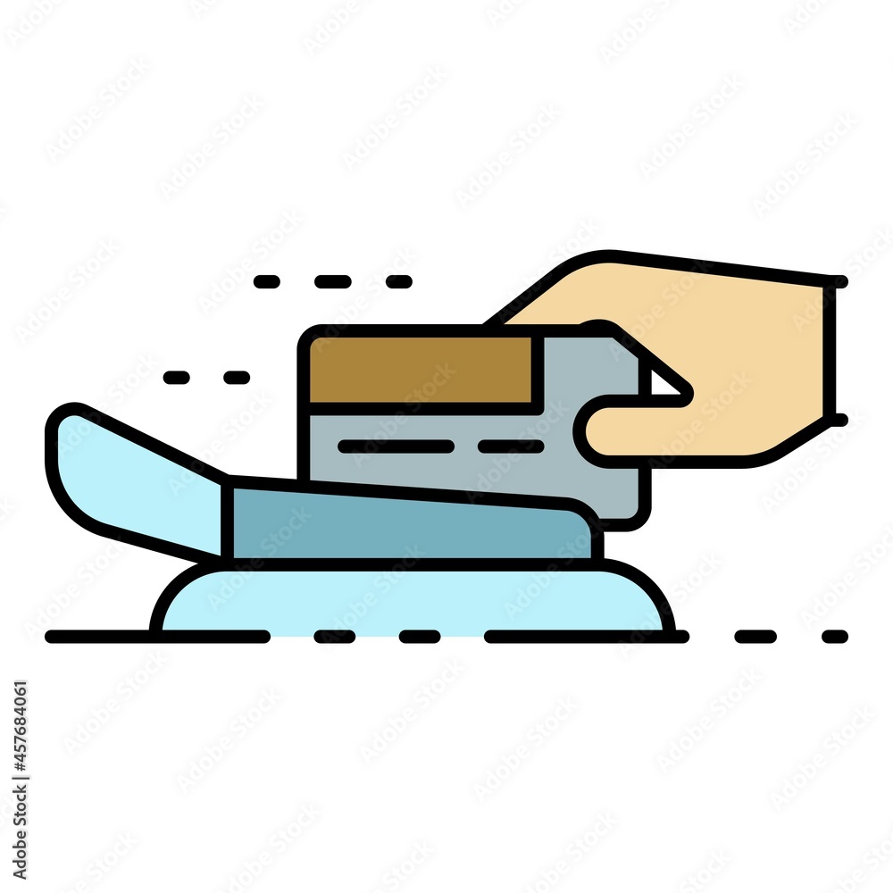 Aufkleber pos terminal icon. outline pos terminal vector icon color flat isolated