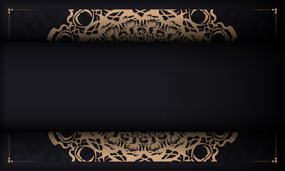 Black banner with luxurious brown pattern for design under your text
