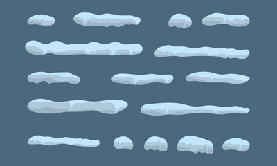 Icicle vector set. Winter icicles with on gray background