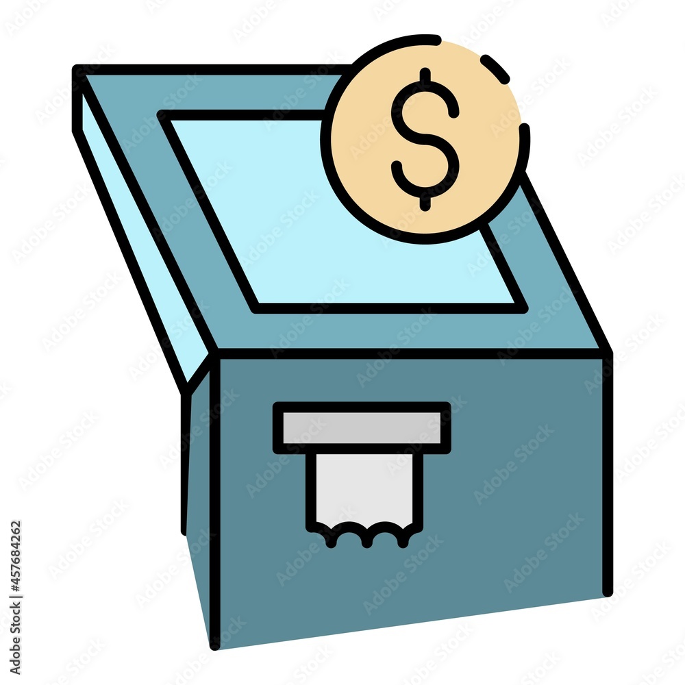 Poster atm machine icon. outline atm machine vector icon color flat isolated