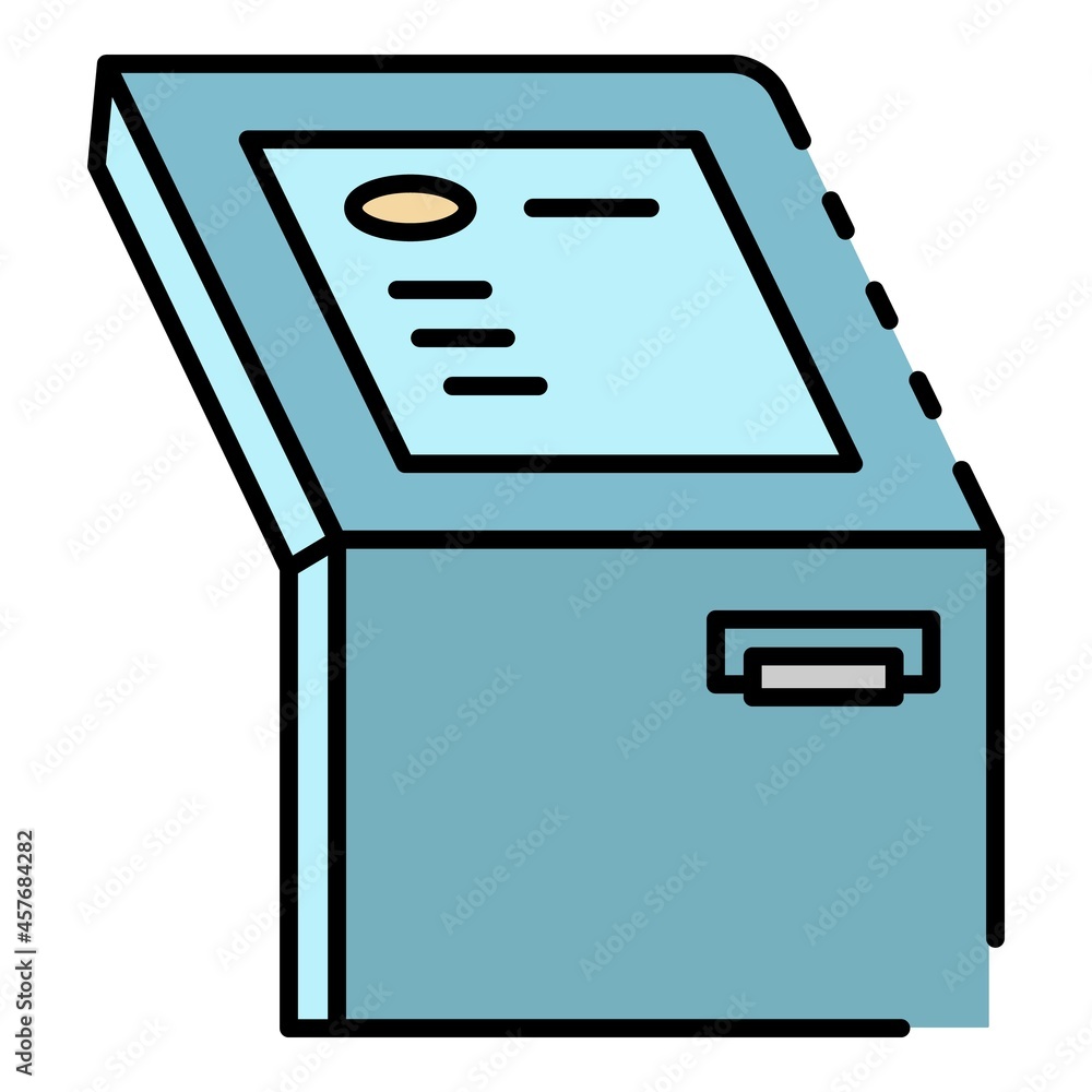Poster touch screen atm machine icon. outline touch screen atm machine vector icon color flat isolated