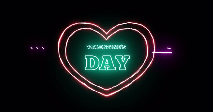 Valentine's Day neon sign banner background for a promo video with Luma Mattes or Alpha Channels.. the concept of sale and clearance