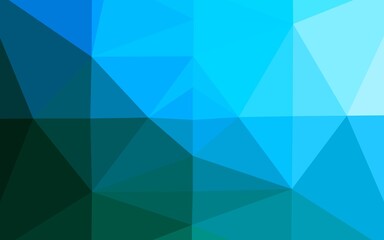 Light BLUE vector shining triangular template.