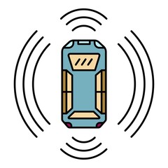 Intelligent car icon. Outline intelligent car vector icon color flat isolated