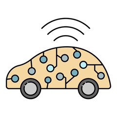 Ai smart car icon. Outline ai smart car vector icon color flat isolated