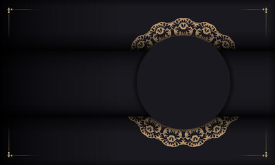 Black banner with vintage brown pattern and space for your logo or text