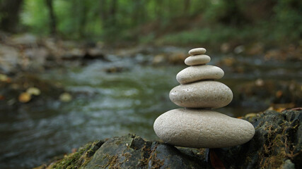 Zen stones water river forest nature relax background