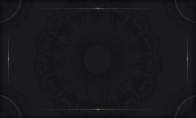 Black banner with vintage ornament and space for logo or text