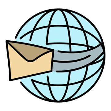 Global shipping delivery icon. Outline global shipping delivery vector icon color flat isolated