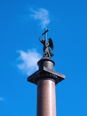 angel on top of the Alexander Column on Palace Square in St. Petersburg