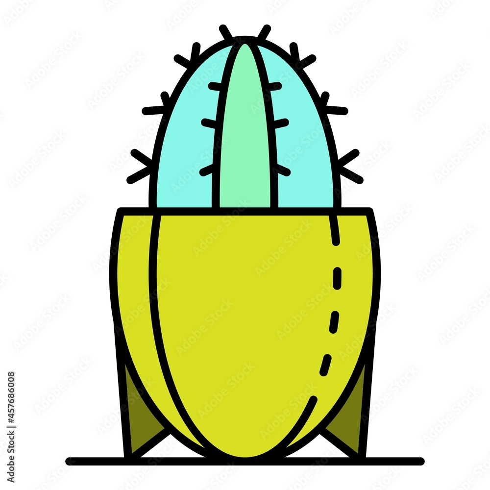 Poster cactus icon. outline cactus vector icon color flat isolated