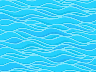 Blue ocean water splash waves seamless pattern. Ocean water waves and splashes, water ripple vector background illustration. Wavy motion water pattern