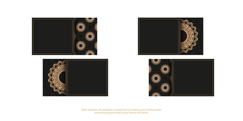 Black business card with luxurious brown ornaments for your brand.