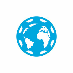 Gear global vector logo design. Gear planet icon logo design element.	