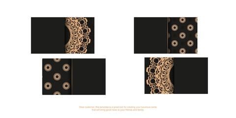Black business card with vintage brown pattern for your contacts.