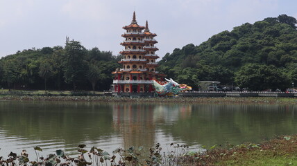 Dragon Tiger Tunnel and Lotus Pond in Kaohsiung Taiwan design for famous view