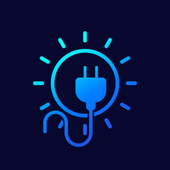 electric plug and sun icon, solar energy vector