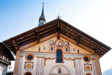 Exterior of the church of Hauteluce in Savoie in France in the Alps
