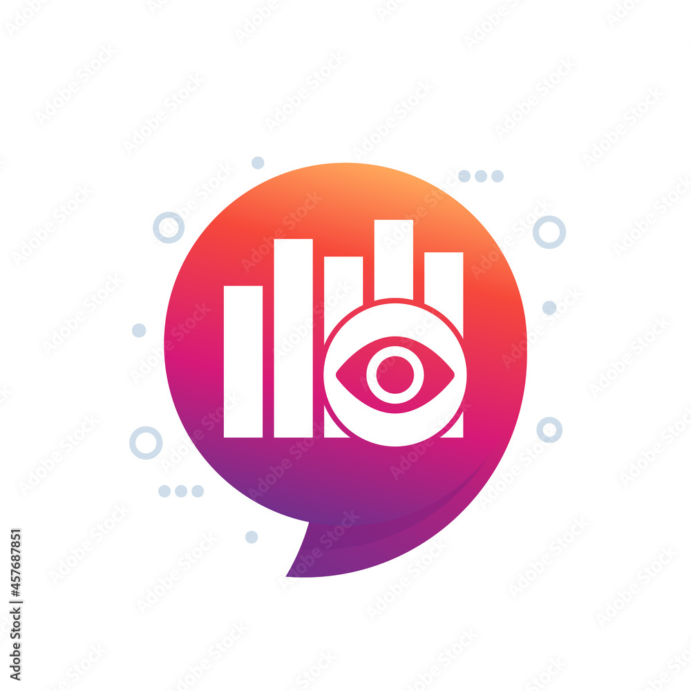 Poster views analytics icon with eye and graph