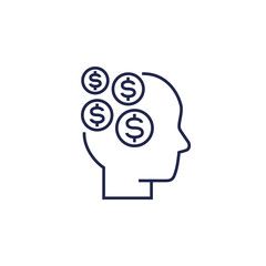 money thinking line icon on white