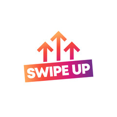 Swipe up vector icon with arrows for social media and web