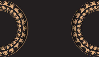 Black color flyer template with brown luxury ornament