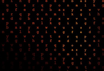 Dark orange vector texture with ABC characters.