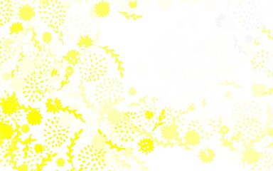 Light Yellow vector doodle pattern with flowers, roses.