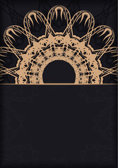 Black postcard with luxurious brown ornaments for your brand.