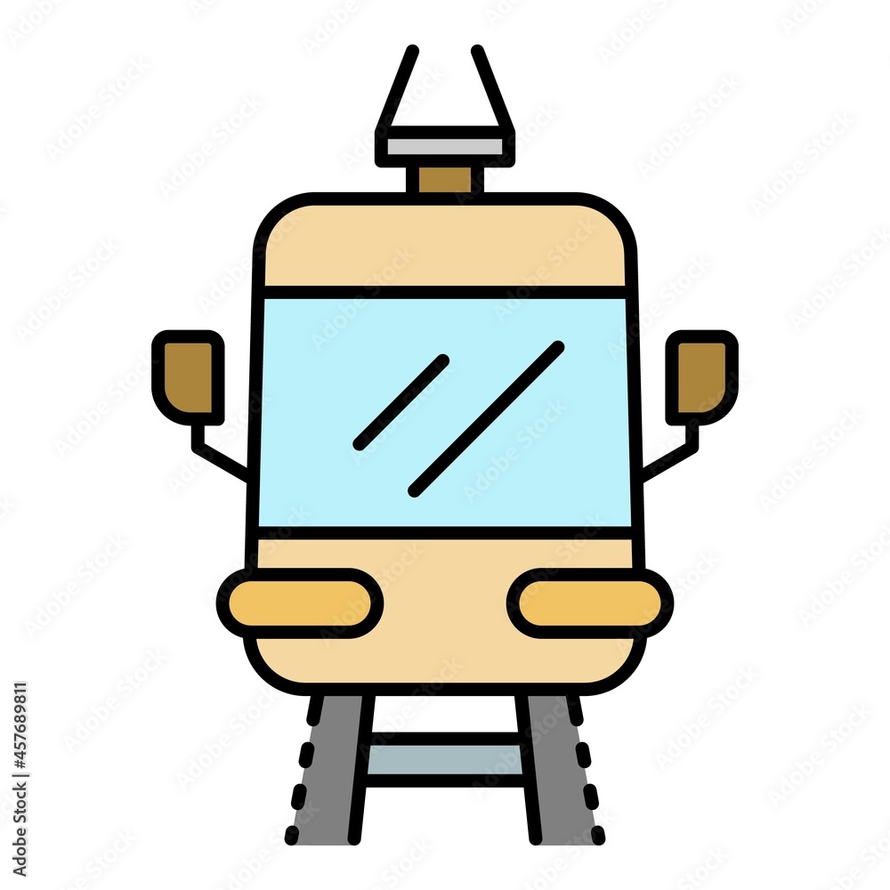 Poster front tramway icon. outline front tramway vector icon color flat isolated