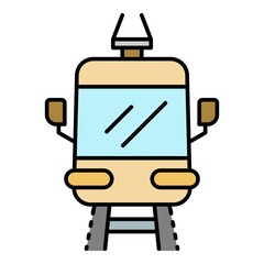 Front tramway icon. Outline front tramway vector icon color flat isolated