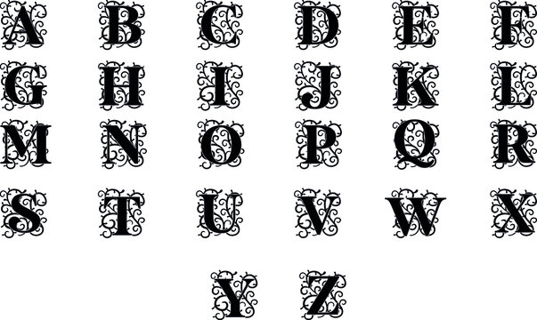 Vector stylized font and alphabet