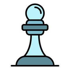 Chess pawn icon. Outline chess pawn vector icon color flat isolated