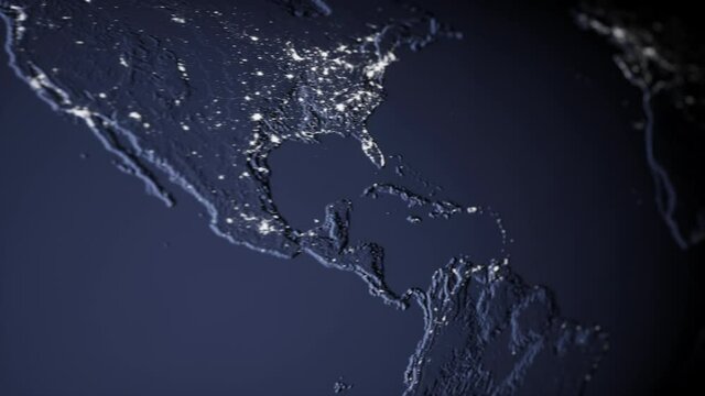 Earth. Night view. 3D rendering.
