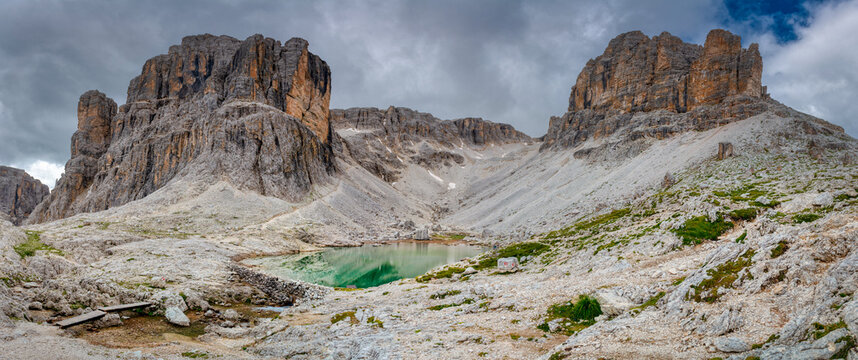 Lake of Pisciadu in the Dolomites
