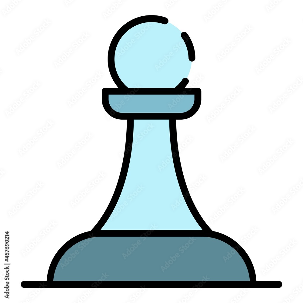 Poster chess pawn element icon. outline chess pawn element vector icon color flat isolated