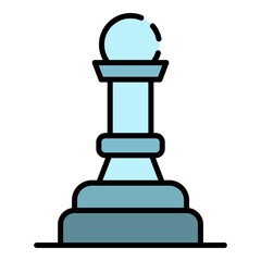 Chess pawn figure icon. Outline chess pawn figure vector icon color flat isolated