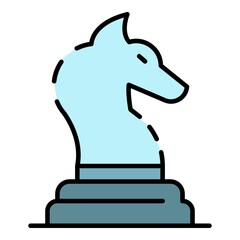 Horse chess piece icon. Outline horse chess piece vector icon color flat isolated