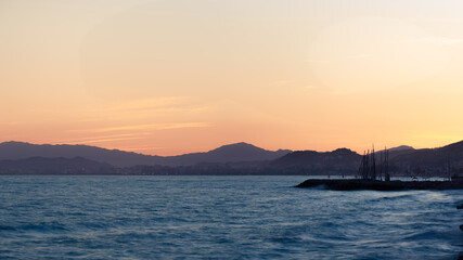 Obraz premium Málaga sunset with clear sky