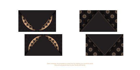 Business card black with brown indian pattern