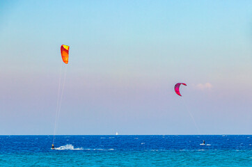 Relax windsurfing vacation and turquoise waters Kremasti beach Rhodes Greece.