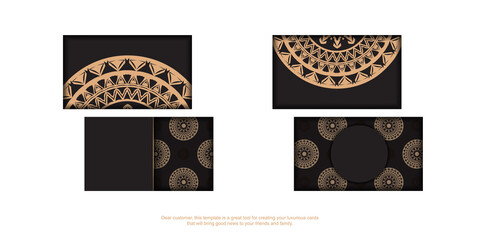 Business card in black with brown indian ornament