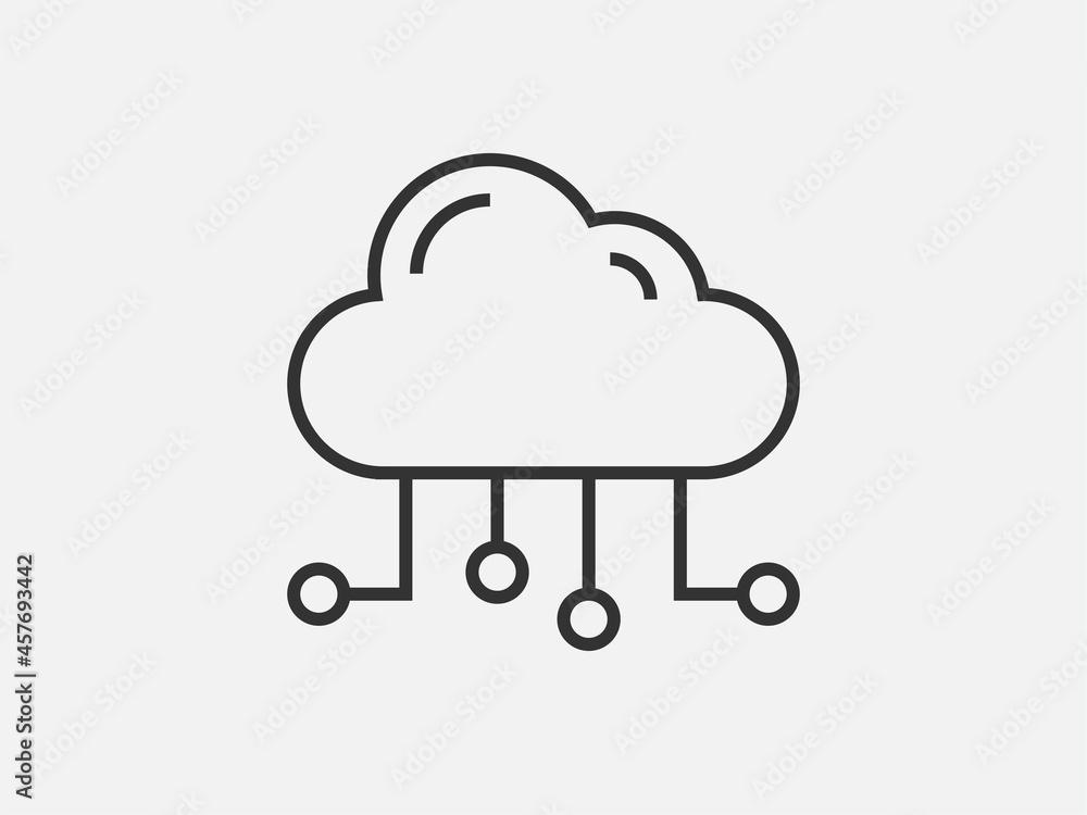 Poster technology icon vector cloud computing connection. big data global server. line design symbol.