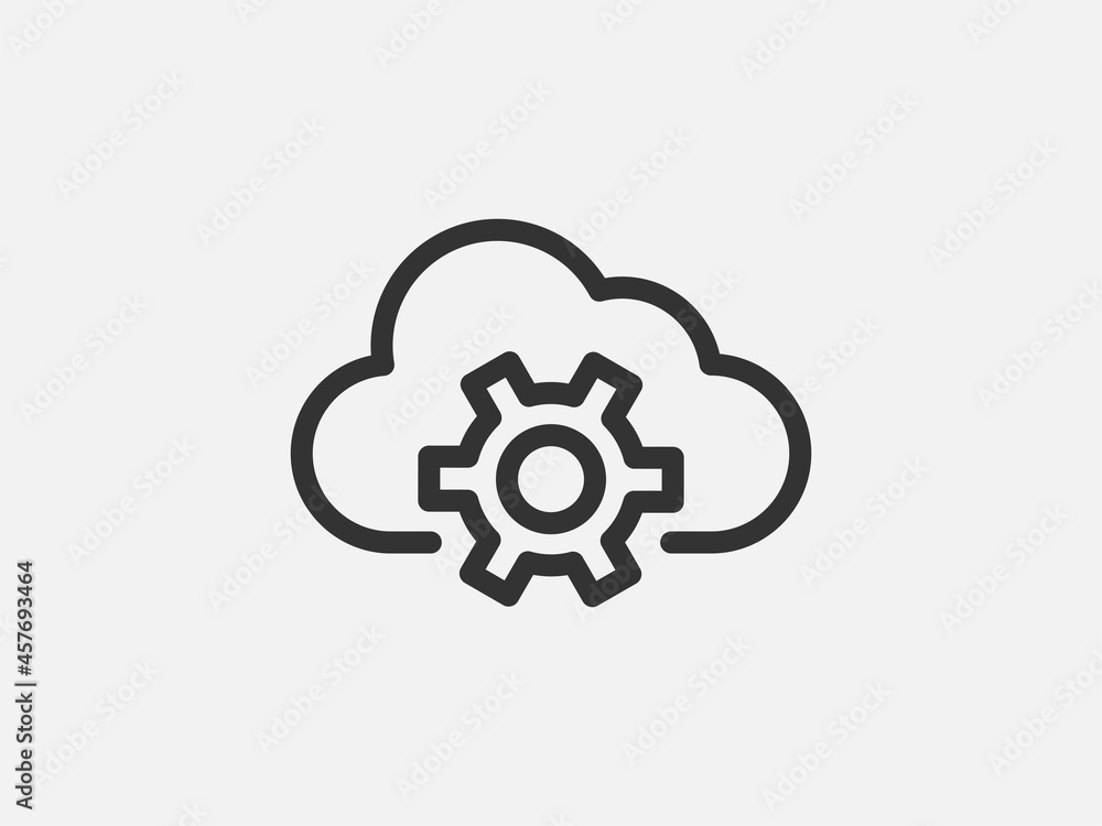 Poster technology icon vector cloud computing connection. big data global server. line design symbol.