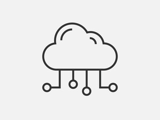 Technology icon vector cloud computing connection. Big data global server. Line design symbol.
