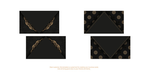 Business card template in black with brown luxury pattern