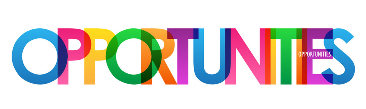 OPPORTUNITIES colorful vector typography banner on white background