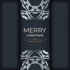 Dark blue Happy New Year Brochure template with luxury ornaments